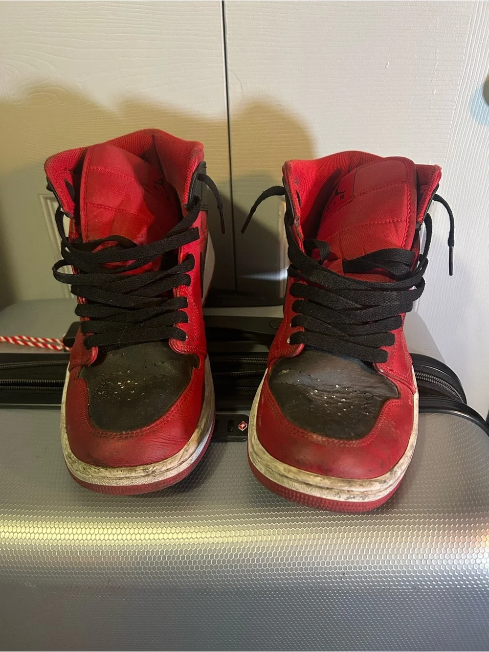 Jordan Men's Red and Black High-Top Basketball Sneakers